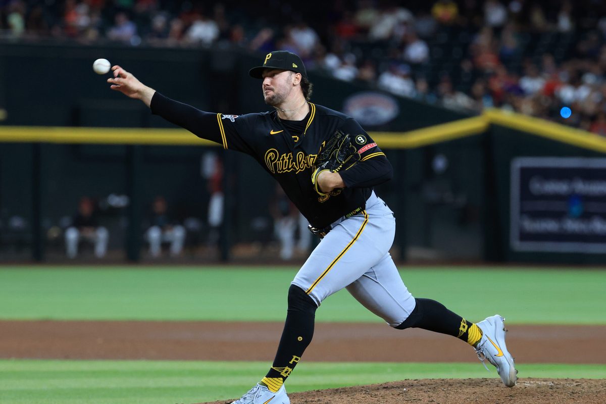 May 6, 2026; Phoenix, Arizona, USA; Pittsburgh Pirates pitcher Paul Skenes against the Arizona Diamondbacks at Chase Field. Mandatory Credit: Mark J. Rebilas-Imagn Images