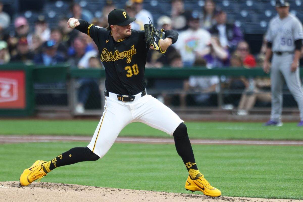 May 12, 2026; Pittsburgh, Pennsylvania, USA;  Pittsburgh Pirates starting pitcher Paul Skenes (30) pitches against the Colorado Rockies during the second inning at PNC Park. Mandatory Credit: Charles LeClaire-Imagn Images
