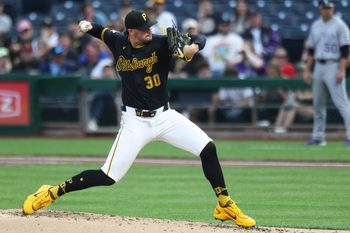 May 12, 2026; Pittsburgh, Pennsylvania, USA;  Pittsburgh Pirates starting pitcher Paul Skenes (30) pitches against the Colorado Rockies during the second inning at PNC Park. Mandatory Credit: Charles LeClaire-Imagn Images
