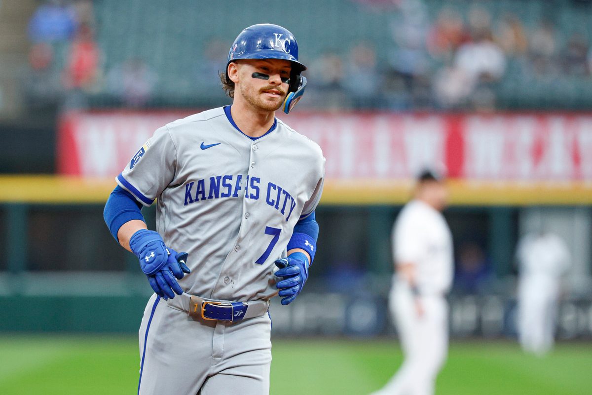 May 12, 2026; Chicago, Illinois, USA; Kansas City Royals shortstop Bobby Witt Jr. (7) rounds the bases after hitting a solo home run against the Chicago White Sox during the first inning at Rate Field. Mandatory Credit: Kamil Krzaczynski-Imagn Images