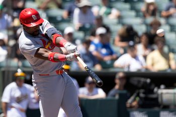May 14, 2026; West Sacramento, California, USA; St. Louis Cardinals right fielder Jordan Walker (18) hits a lead-off home run against the Athletics during the sixth inning at Sutter Health Park. Mandatory Credit: D. Ross Cameron-Imagn Images