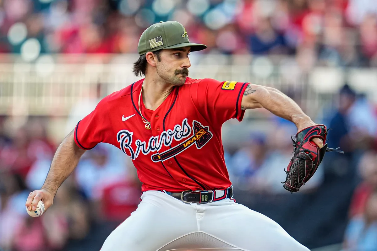 May 15, 2026; Cumberland, Georgia, USA; Atlanta Braves pitcher Spencer Strider (99) pitches against the Boston Red Sox during the first inning at Truist Park. Mandatory Credit: Dale Zanine-Imagn Images