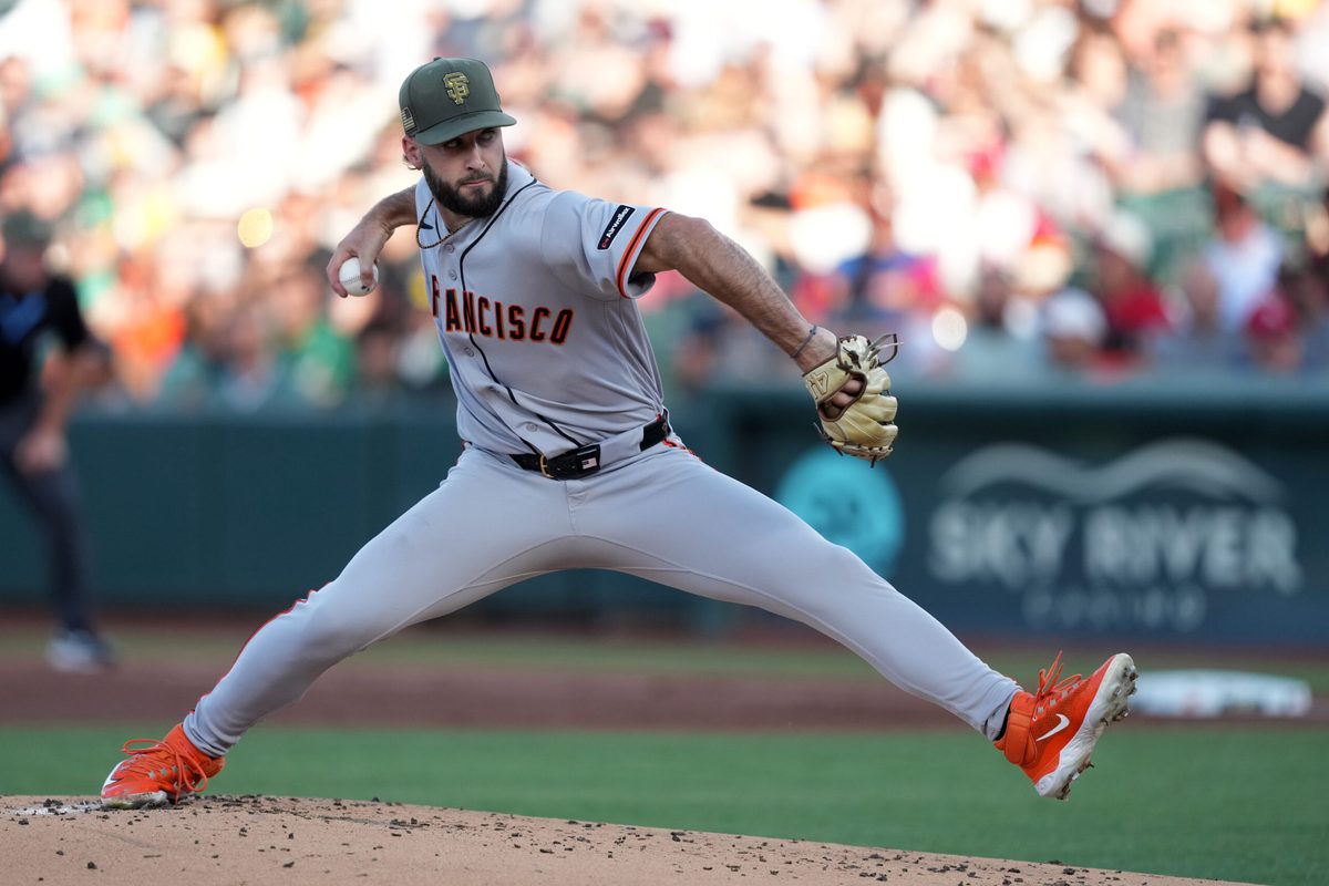 May 16, 2026; West Sacramento, California, USA; San Francisco Giants starting pitcher Trevor McDonald (72) throws a pitch against the Athletics during the first inning at Sutter Health Park. Mandatory Credit: Darren Yamashita-Imagn Images