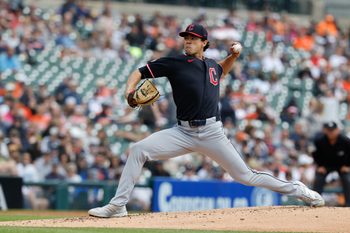 May 21, 2026; Detroit, Michigan, USA;  Cleveland Guardians pitcher Joey Cantillo (54) pitches in the second inning against the Detroit Tigers at Comerica Park. Mandatory Credit: Rick Osentoski-Imagn Images
