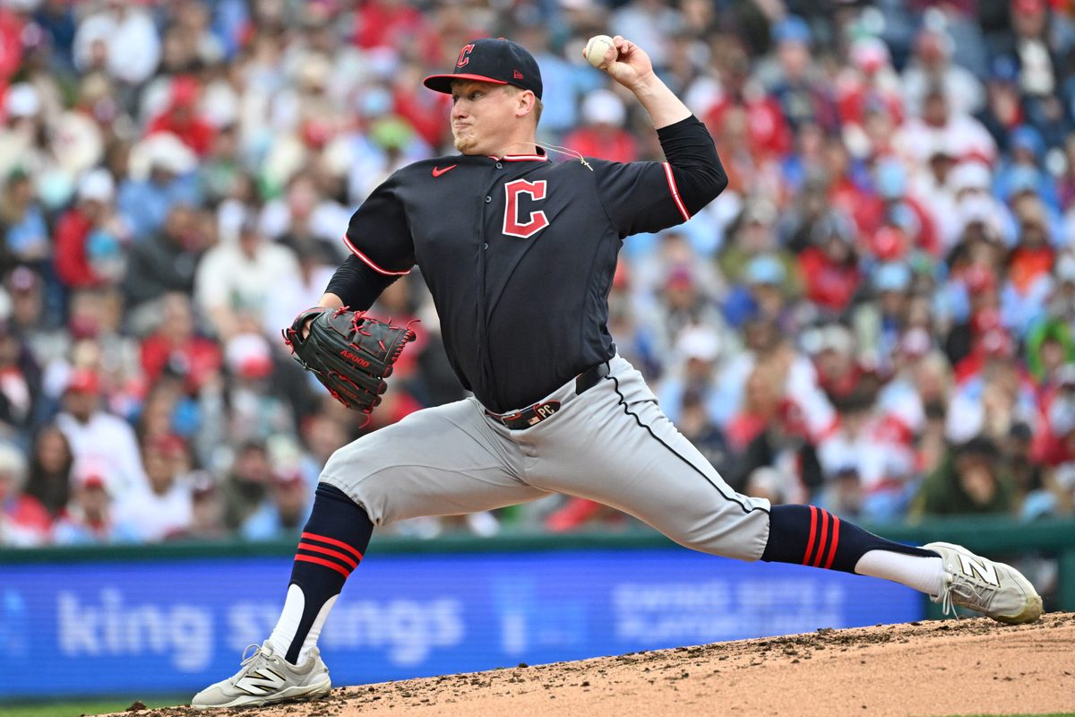 May 24, 2026; Philadelphia, Pennsylvania, USA; Cleveland Guardians pitcher Parker Messick (77) throws a pitch against the Philadelphia Phillies during the fourth inning at Citizens Bank Park. Mandatory Credit: Eric Hartline-Imagn Images