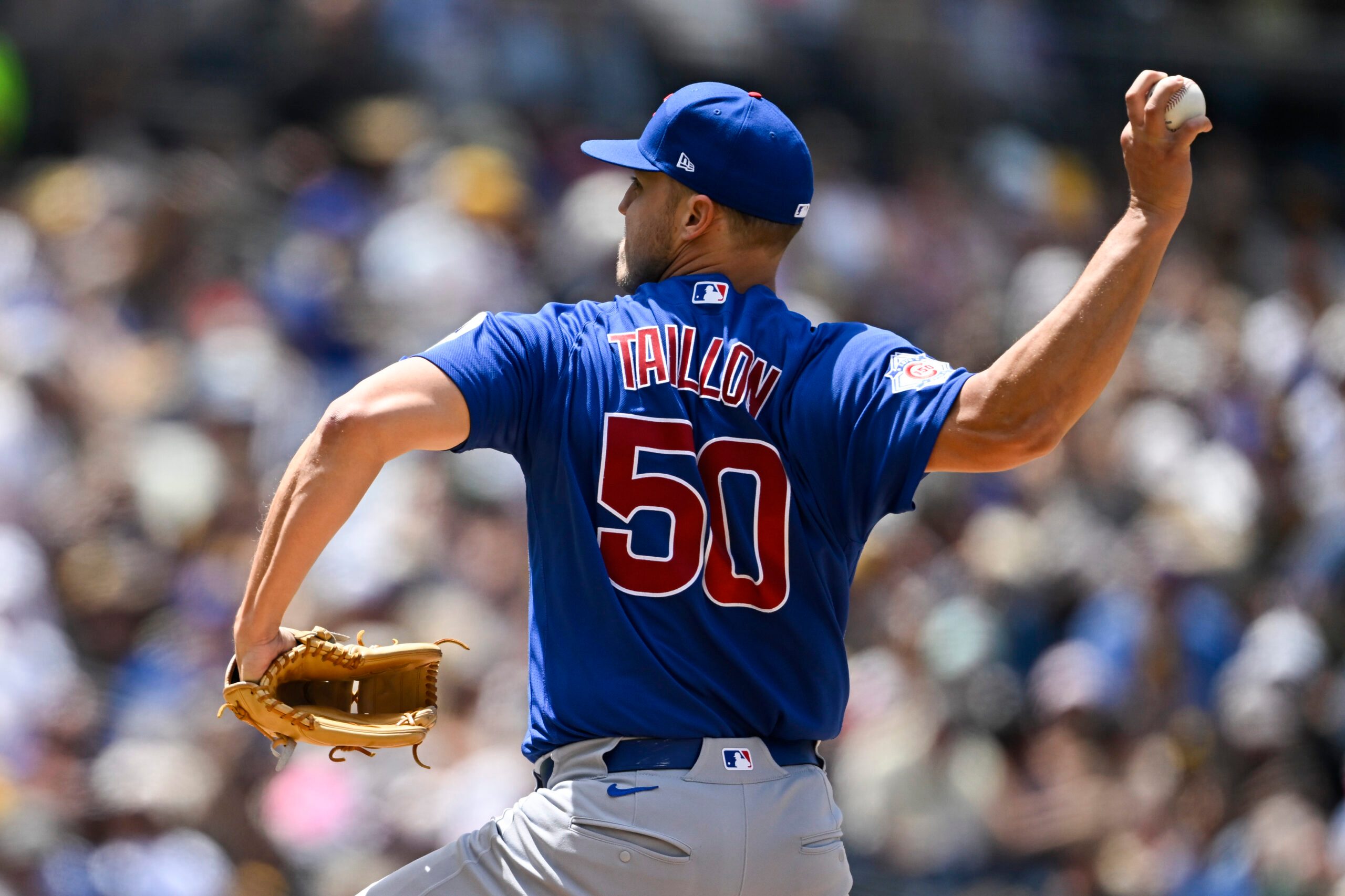 Apr 29, 2026; San Diego, California, USA; Chicago Cubs starting pitcher Jameson Taillon (50) delivers during the fourth inning against the San Diego Padres at Petco Park. Mandatory Credit: Denis Poroy-Imagn Images