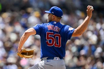Apr 29, 2026; San Diego, California, USA; Chicago Cubs starting pitcher Jameson Taillon (50) delivers during the fourth inning against the San Diego Padres at Petco Park. Mandatory Credit: Denis Poroy-Imagn Images