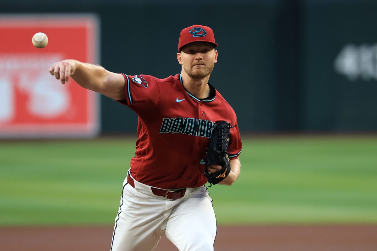 May 6, 2026; Phoenix, Arizona, USA; Arizona Diamondbacks pitcher Michael Soroka against the Pittsburgh Pirates at Chase Field. Mandatory Credit: Mark J. Rebilas-Imagn Images