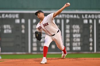 May 14, 2026; Boston, Massachusetts, USA; Boston Red Sox starting pitcher Ranger Suarez (55) pitches against the Philadelphia Phillies during the first inning at Fenway Park. Mandatory Credit: Eric Canha-Imagn Images