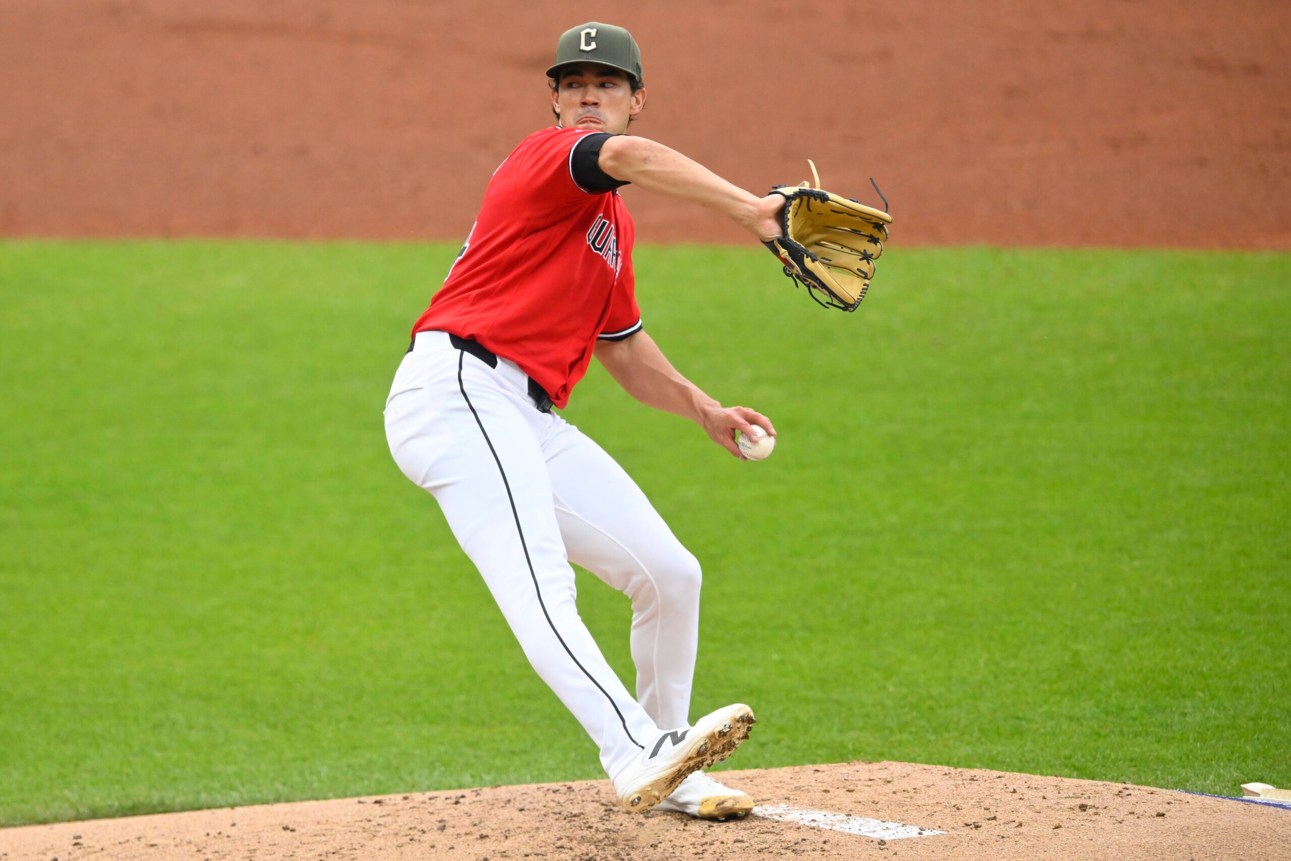 May 16, 2026; Cleveland, Ohio, USA; Cleveland Guardians starting pitcher Joey Cantillo (54) delivers a pitch in the second inning against the Cincinnati Reds at Progressive Field. Mandatory Credit: David Richard-Imagn Images