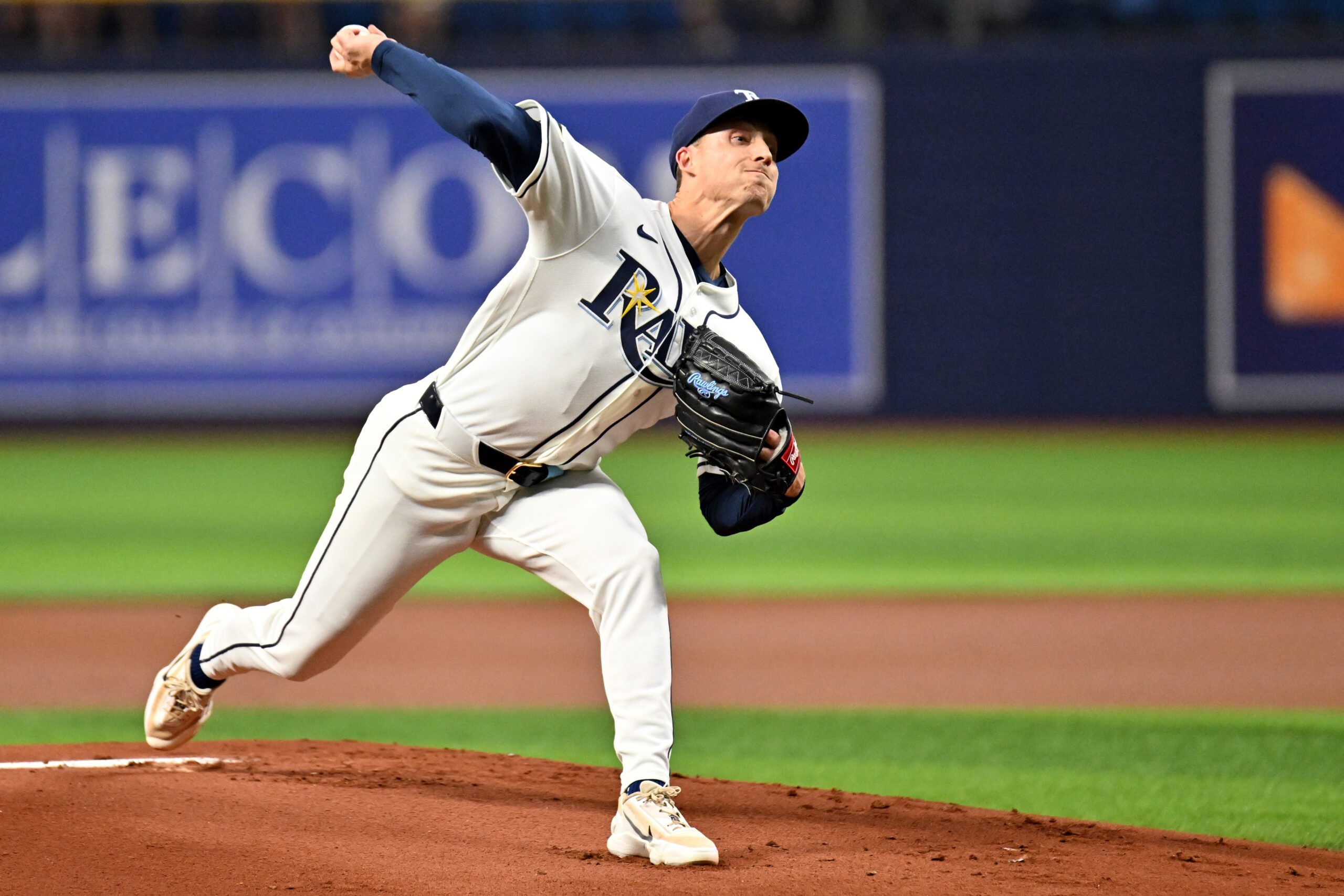 May 19, 2026; St. Petersburg, Florida, USA; Tampa Bay Rays starting pitcher Griffin Jax (22) throws a pitch in the first inning against the Baltimore Orioles at Tropicana Field. Mandatory Credit: Jonathan Dyer-Imagn Images