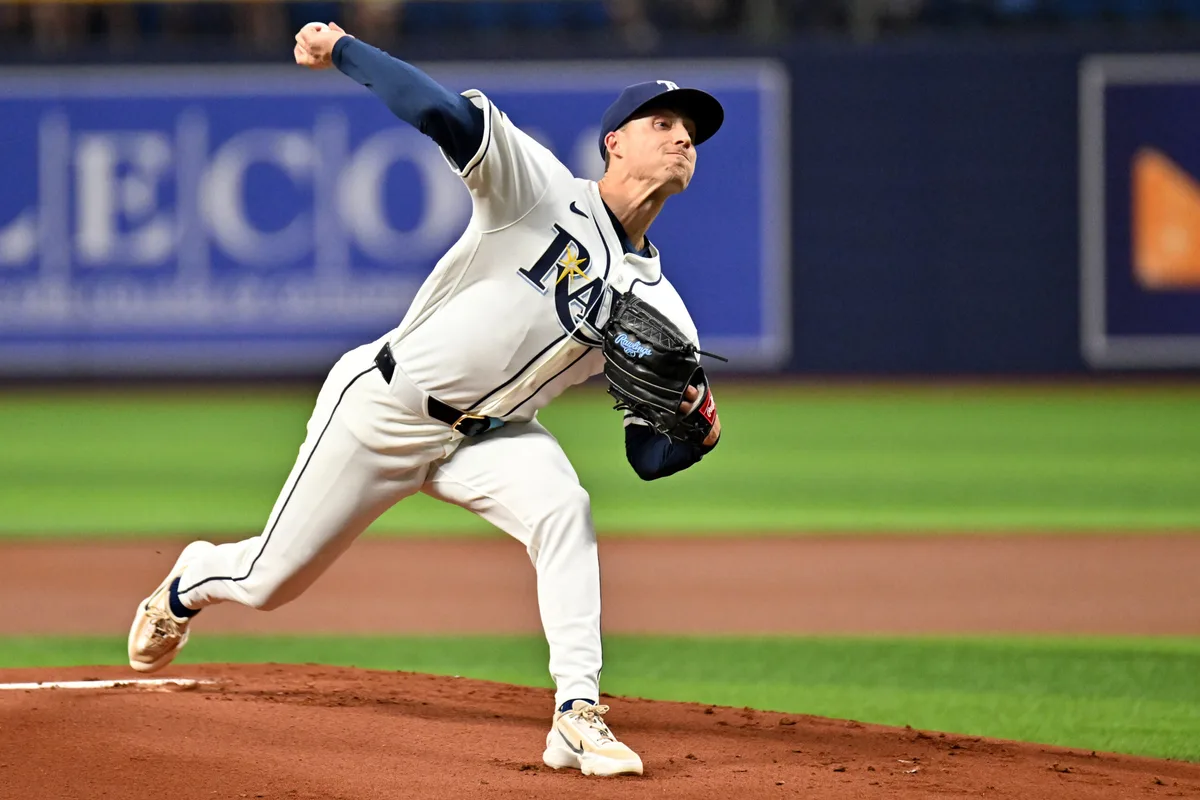 May 19, 2026; St. Petersburg, Florida, USA; Tampa Bay Rays starting pitcher Griffin Jax (22) throws a pitch in the first inning against the Baltimore Orioles at Tropicana Field. Mandatory Credit: Jonathan Dyer-Imagn Images