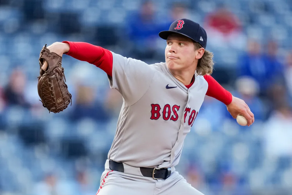 May 20, 2026; Kansas City, Missouri, USA; Boston Red Sox starting pitcher Connelly Early (71) pitches during the first inning against the Kansas City Royals at Kauffman Stadium. Mandatory Credit: Jay Biggerstaff-Imagn Images