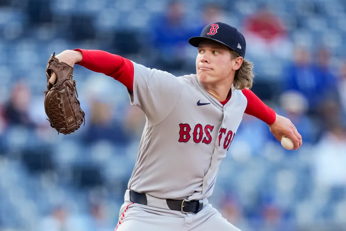 May 20, 2026; Kansas City, Missouri, USA; Boston Red Sox starting pitcher Connelly Early (71) pitches during the first inning against the Kansas City Royals at Kauffman Stadium. Mandatory Credit: Jay Biggerstaff-Imagn Images