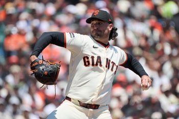 May 24, 2026; San Francisco, California, USA; San Francisco Giants starting pitcher Robbie Ray (38) throws a pitch against the Chicago White Sox during the first inning at Oracle Park. Mandatory Credit: Robert Edwards-Imagn Images