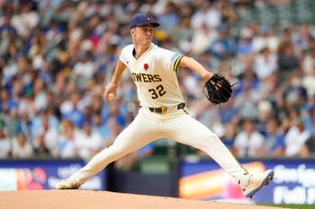 May 25, 2026; Milwaukee, Wisconsin, USA;  Milwaukee Brewers pitcher Jacob Misiorowski (32) throws a pitch during the first inning against the St. Louis Cardinals at American Family Field. Mandatory Credit: Jeff Hanisch-Imagn Images