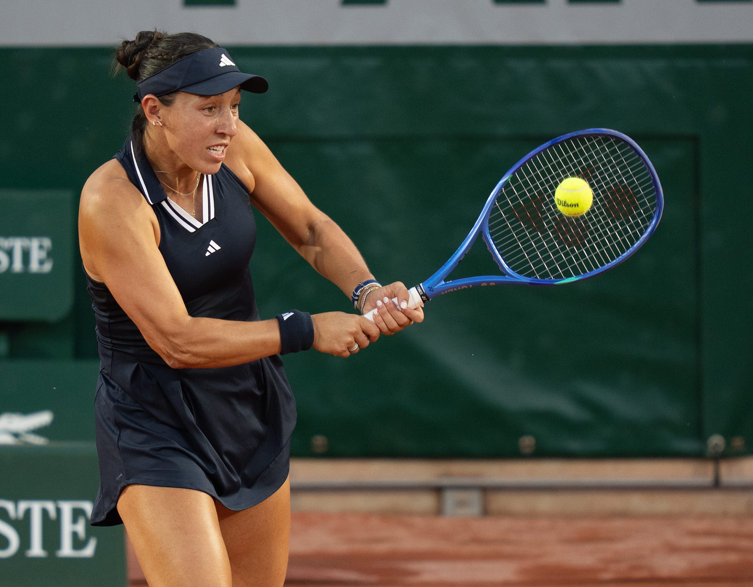 May 26, 2026; Paris, France; Jessica Pegula of the United States returns a shot during her match against Kimberly Birrell of Australia on day three at Stade Roland Garros. Mandatory Credit: Susan Mullane-Imagn Images