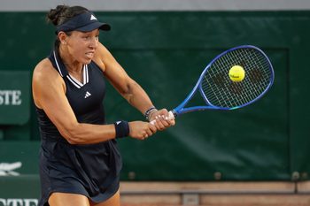 May 26, 2026; Paris, France; Jessica Pegula of the United States returns a shot during her match against Kimberly Birrell of Australia on day three at Stade Roland Garros. Mandatory Credit: Susan Mullane-Imagn Images