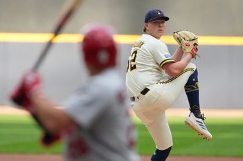 May 26, 2026; Milwaukee, Wisconsin, USA; Milwaukee Brewers pitcher Kyle Harrison (52) delivers a pitch against the St. Louis Cardinals in the first inning at American Family Field. Mandatory Credit: Michael McLoone-Imagn Images