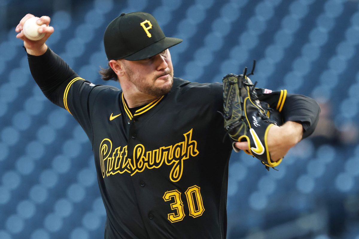 May 28, 2026; Pittsburgh, Pennsylvania, USA;  Pittsburgh Pirates starting pitcher Paul Skenes (30) delivers a pitch against the Chicago Cubs during the first inning at PNC Park. Mandatory Credit: Charles LeClaire-Imagn Images