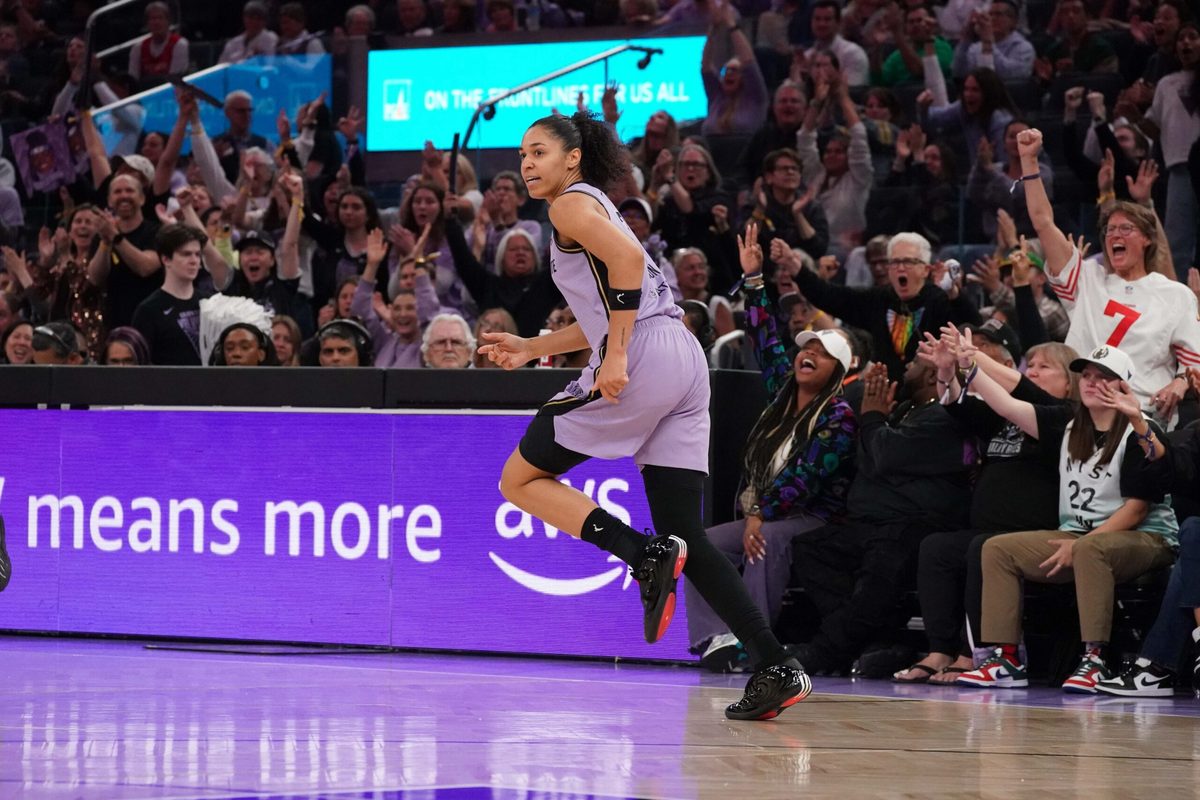 May 28, 2026; San Francisco, California, USA;  Golden State Valkyries forward Janelle Salaun (13) runs back on defense as the crowd cheers after scoring against the Indiana Fever in the third quarter at Chase Center. Mandatory Credit: David Gonzales-Imagn Images