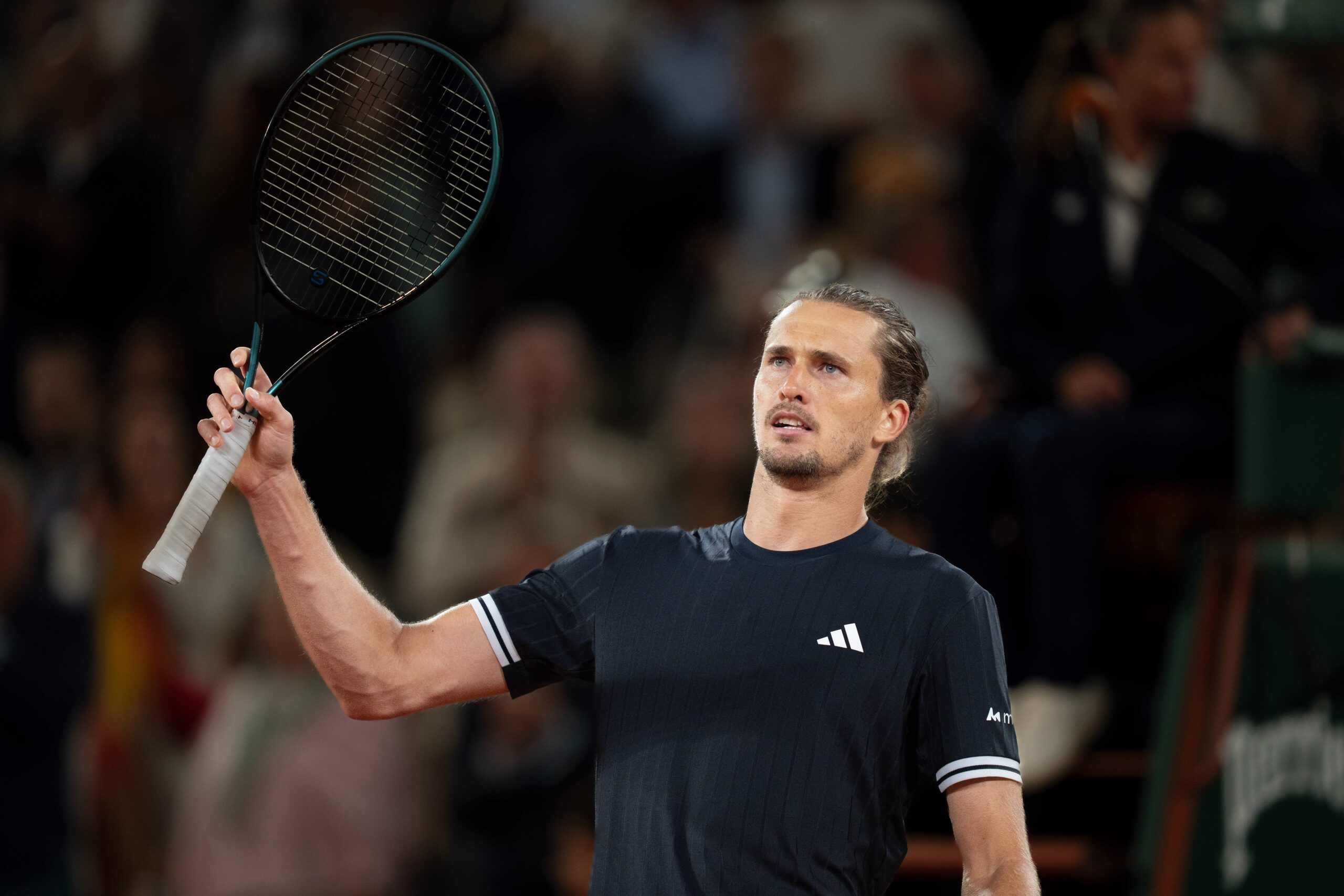Jun 2, 2026; Paris, France; Alexander Zverev of Germany wins his match against Rafael Jodar of Spain on day 10 at Stade Roland Garros. Mandatory Credit: Susan Mullane-Imagn Images