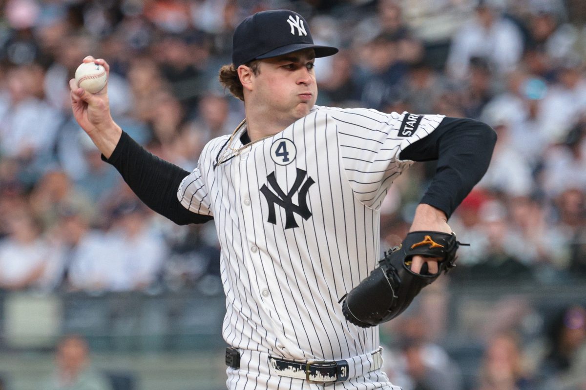 Jun 2, 2026; Bronx, New York, USA; New York Yankees pitcher Cam Schlittler (31) delivers a pitch during the second inning against the Cleveland Guardians at Yankee Stadium. Mandatory Credit: Vincent Carchietta-Imagn Images