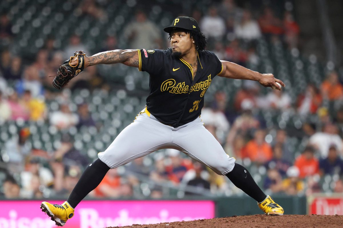Jun 3, 2026; Houston, Texas, USA; Pittsburgh Pirates pitcher Gregory Soto (31) delivers a pitch during the eighth inning against the Houston Astros at Daikin Park. Mandatory Credit: Troy Taormina-Imagn Images