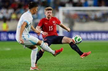 Jun 4, 2026; Harrison, New Jersey, USA; Czechia midfielder Pavel Sulc (15) defends against Guatemala during the first half at Sports Illustrated Stadium. Mandatory Credit: Caean Couto-Imagn Images