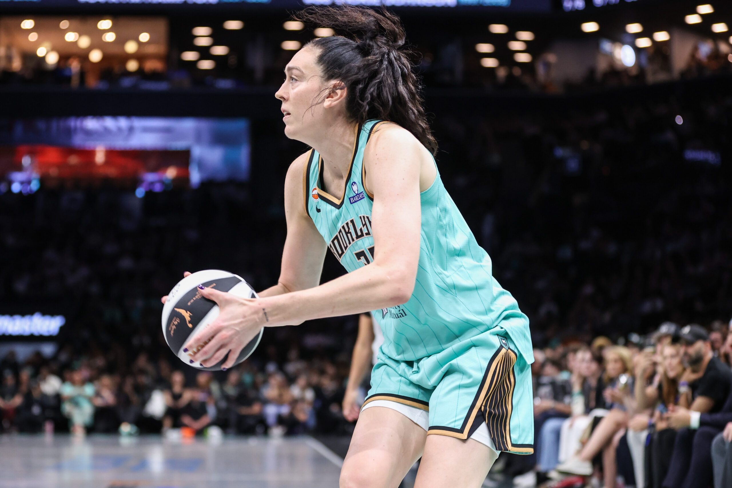 Jun 3, 2026; Brooklyn, New York, USA;  New York Liberty forward Breanna Stewart (30) at Barclays Center. Mandatory Credit: Wendell Cruz-Imagn Images