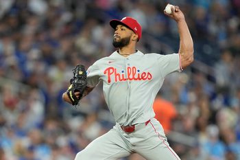 Jun 8, 2026; Toronto, Ontario, CAN; Philadelphia Phillies starting pitcher Cristopher Sanchez (61) pitches to the Toronto Blue Jays during the seventh inning at Rogers Centre. Mandatory Credit: John E. Sokolowski-Imagn Images
