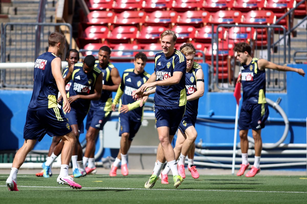 June 9, 2026; Frisco, Texas, U.S.; Sweden's Herman Johansson during training. Mandatory Credit: Tim Heitman-Imagn Images