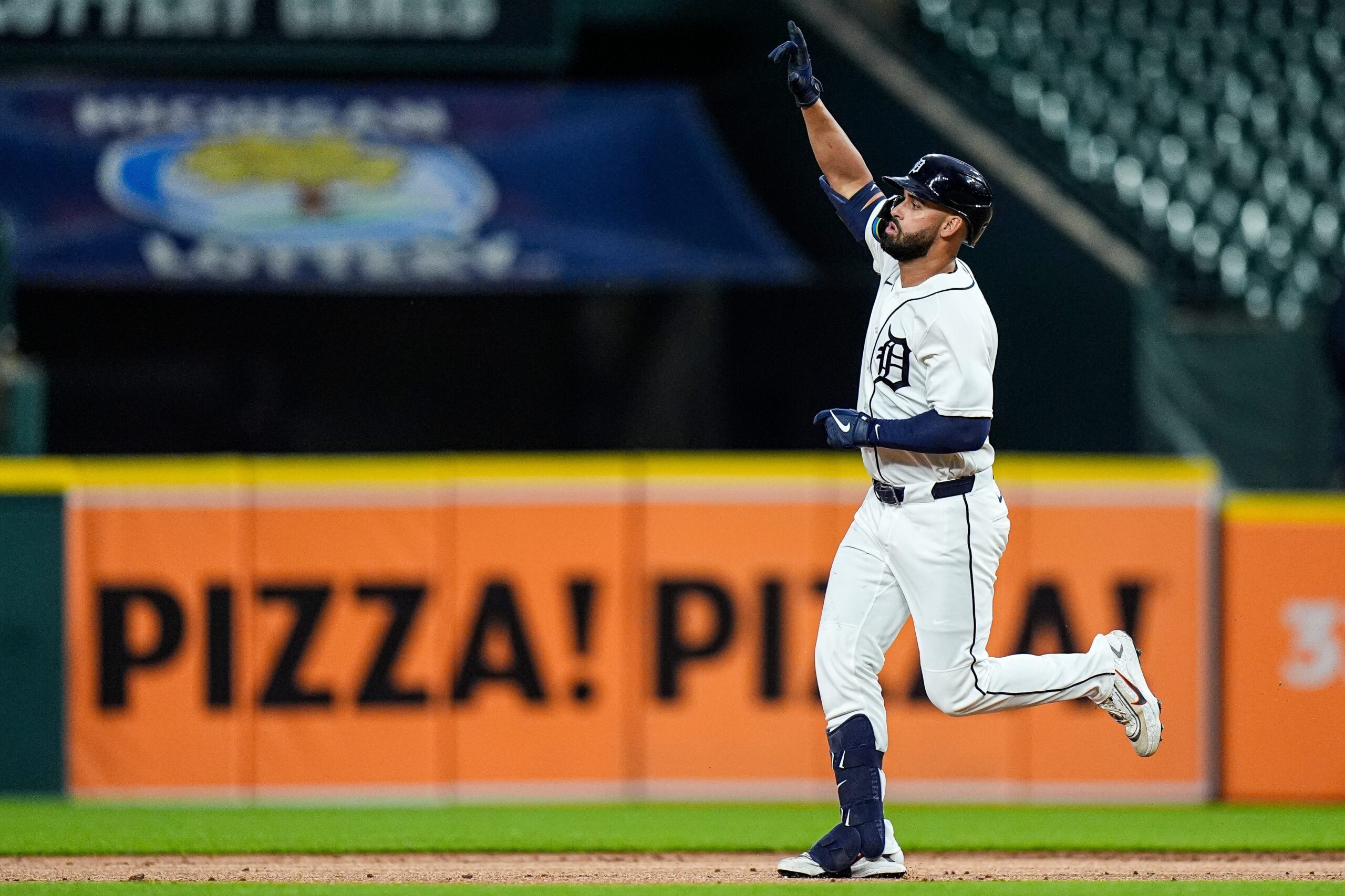 Detroit Tigers left fielder Riley Greene (31) bats a one run home run against Minnesota Twins during the second inning at Comerica Park in Detroit on Tuesday, June 9, 2026.