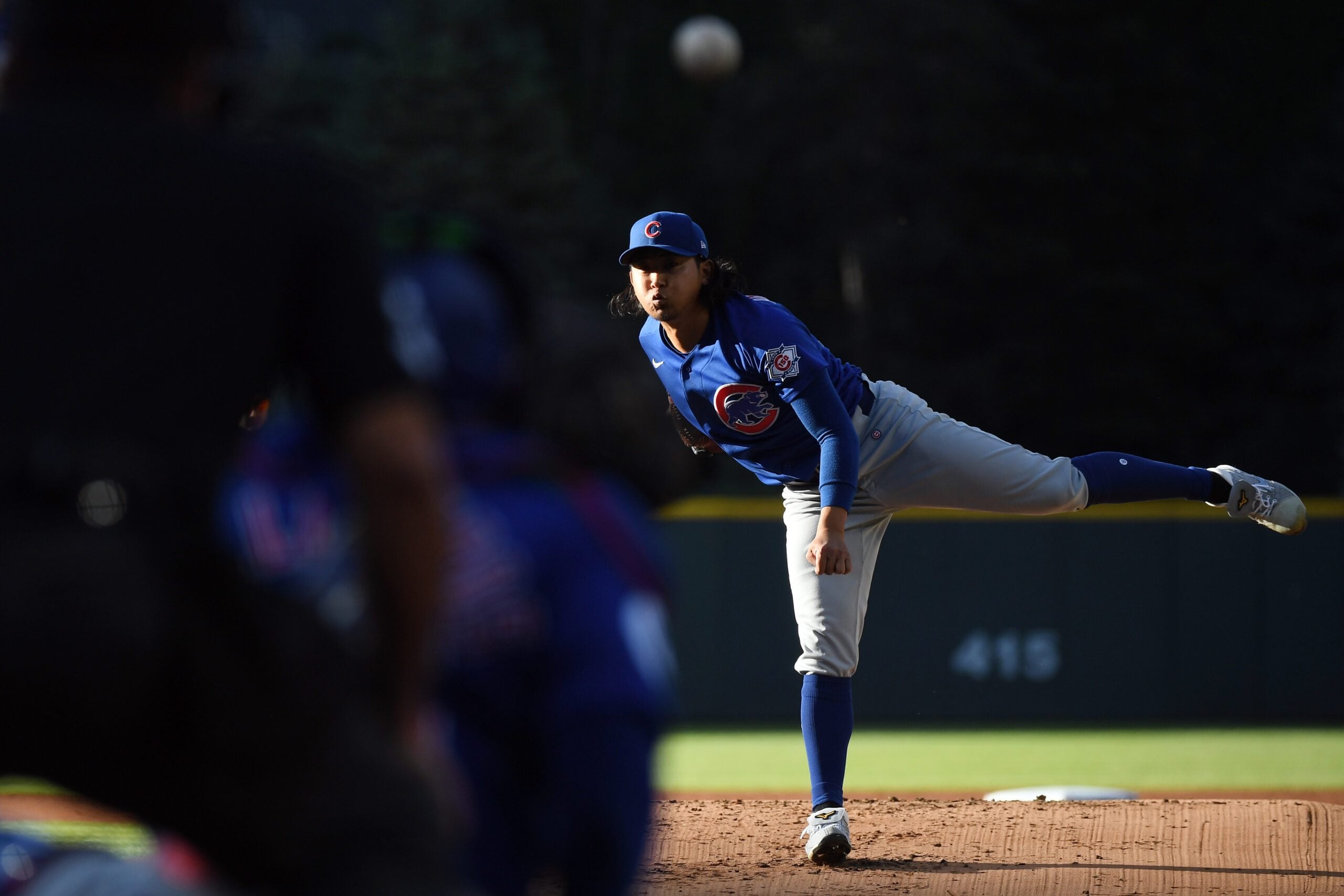 Jun 10, 2026; Denver, Colorado, USA; Chicago Cubs pitcher Shota Imanaga (18) pitches in the first inning against the Colorado Rockies at Coors Field. Mandatory Credit: Christopher Hanewinckel-Imagn Images