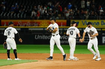 Jun 10, 2026; Chicago, Illinois, USA; Chicago White Sox players celebrate team's win against the Atlanta Braves at Rate Field. Mandatory Credit: Kamil Krzaczynski-Imagn Images