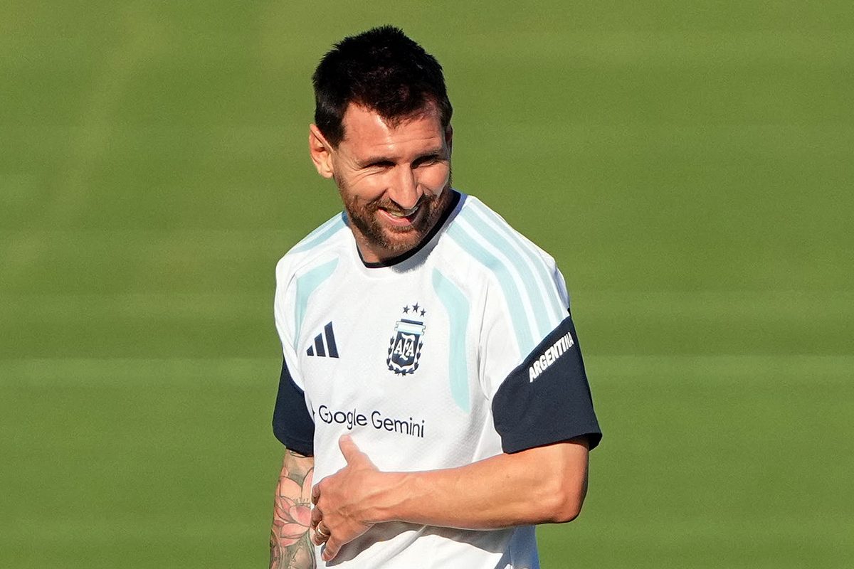 June 11, 2026; Kansas City, Kansas, U.S.; Argentina's Lionel Messi during training. Mandatory Credit: Denny Medley-Imagn Images