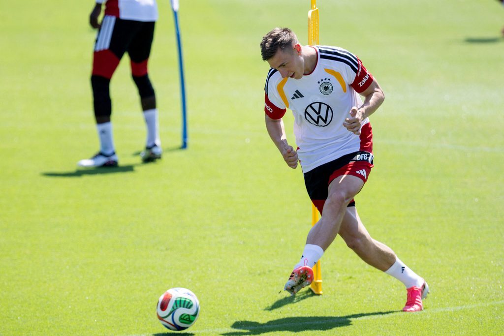 June 12, 2026; Winston-Salem, North Carolina, U.S.; Germany's Nico Schlotterbeck during training. Mandatory Credit: Scott Kinser-Imagn Images