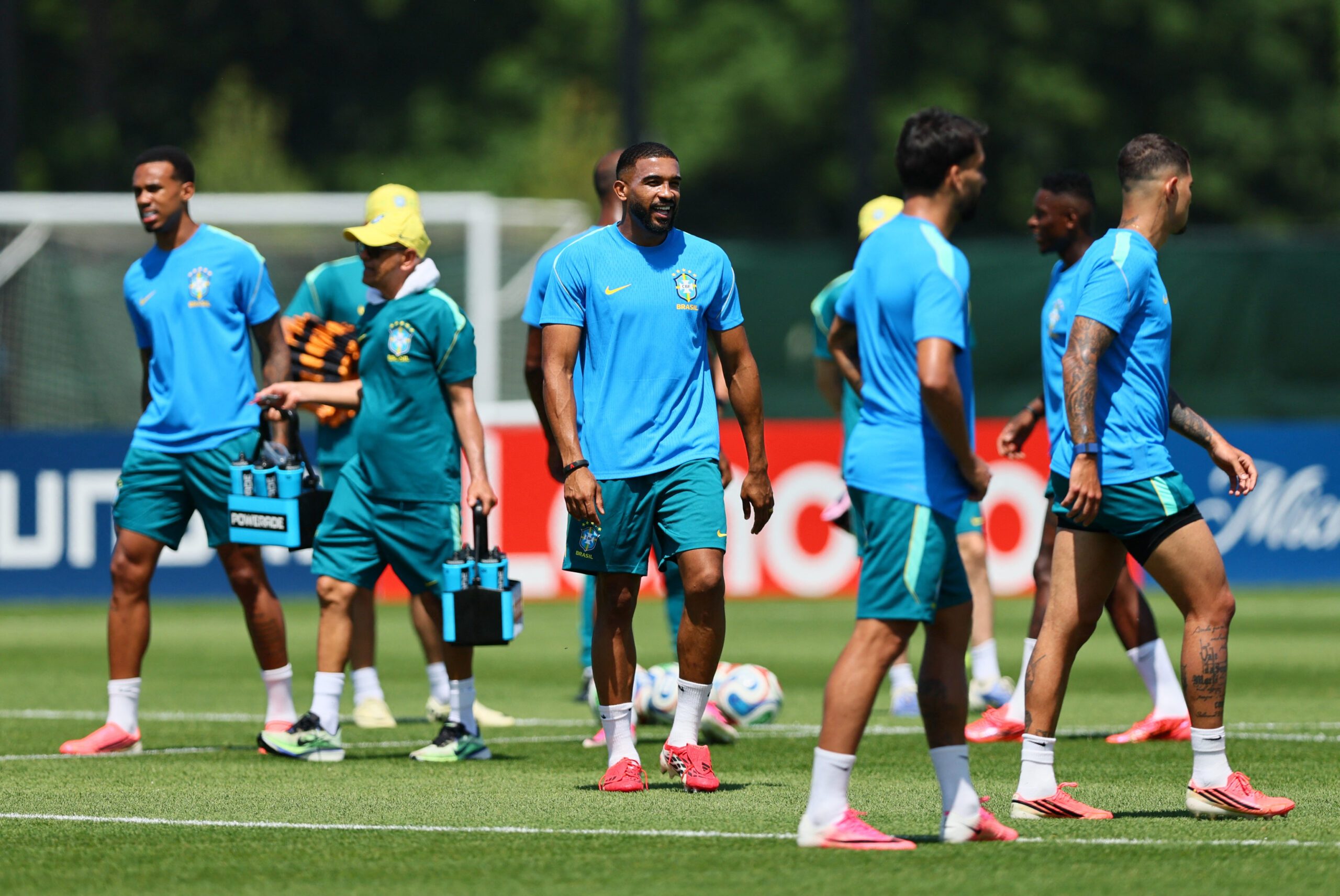 June 12, 2026; Morristown, New Jersey, U.S.; Brazil's Bremer and teammates during training. Mandatory Credit: Caean Couto-Imagn Images