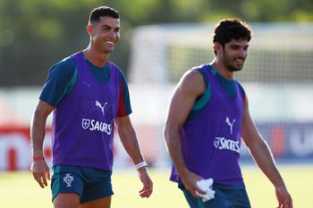 June 13, 2026; Palm Beach Gardens, Florida, U.S.; Portugal's Cristiano Ronaldo during training.  Mandatory Credit: Marco Bello-Reuters via Imagn Images