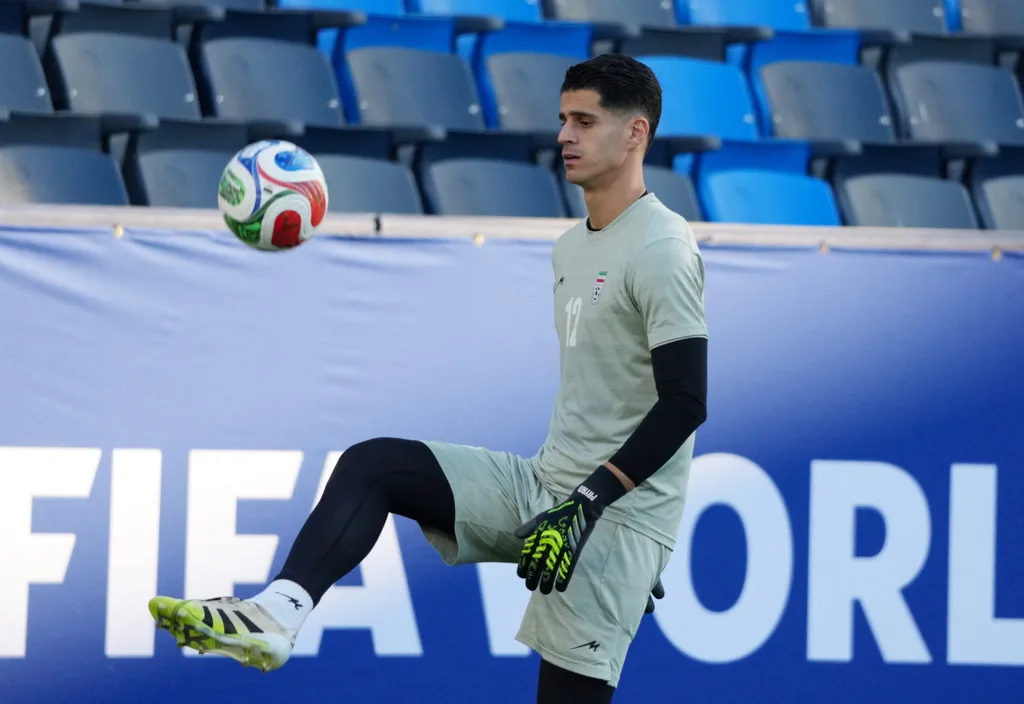 June 14, 2026; Carson, California, U.S.; Iran's Payam Niazmand during training. Mandatory Credit: Kirby Lee-Imagn Images