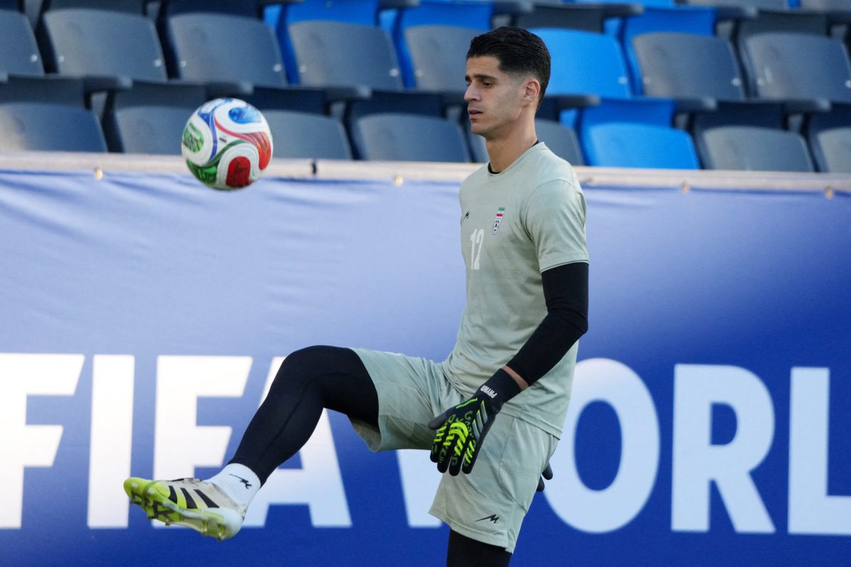 June 14, 2026; Carson, California, U.S.; Iran's Payam Niazmand during training. Mandatory Credit: Kirby Lee-Imagn Images