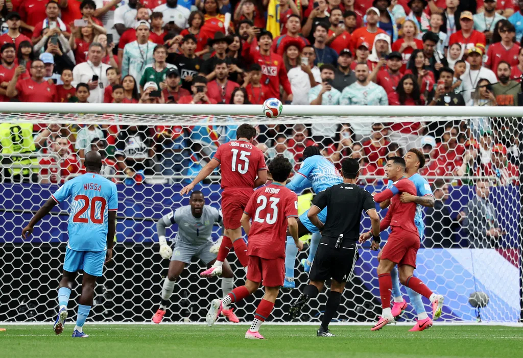 June 17, 2026; Houston, Texas, U.S.; Portugal's Joao Neves scores their first goal. Mandatory Credit: Troy Taormina-Imagn Images