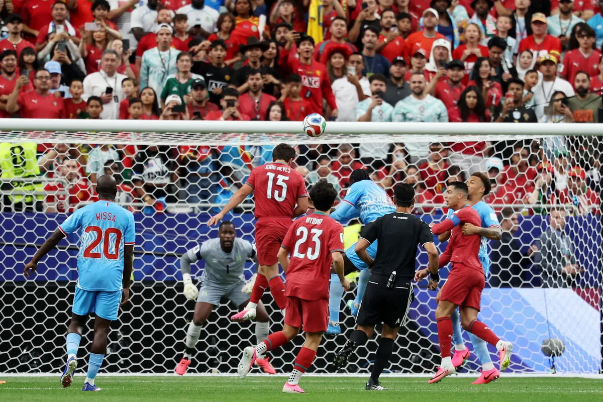June 17, 2026; Houston, Texas, U.S.; Portugal's Joao Neves scores their first goal. Mandatory Credit: Troy Taormina-Imagn Images