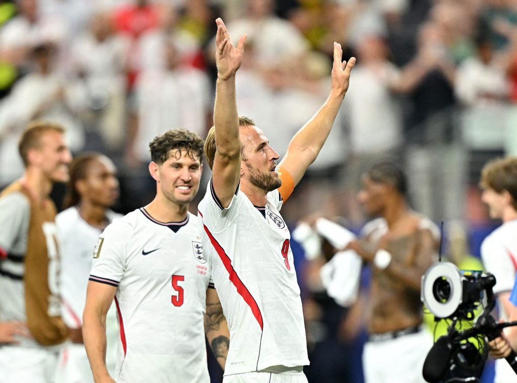 June 17, 2026; Arlington, Texas, U.S.; England's Harry Kane celebrates after the match. Mandatory Credit: Maria Lysaker-Imagn Images