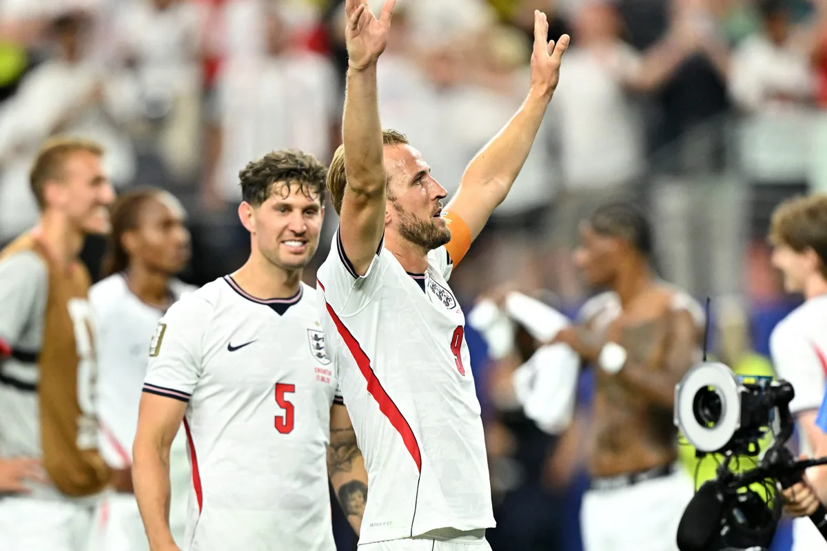 June 17, 2026; Arlington, Texas, U.S.; England's Harry Kane celebrates after the match. Mandatory Credit: Maria Lysaker-Imagn Images