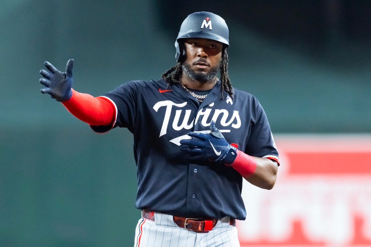 Jun 21, 2026; Phoenix, Arizona, USA; Minnesota Twins outfielder Josh Bell celebrates after hitting an RBI single in the seventh inning against the Arizona Diamondbacks at Chase Field. Mandatory Credit: Mark J. Rebilas-Imagn Images