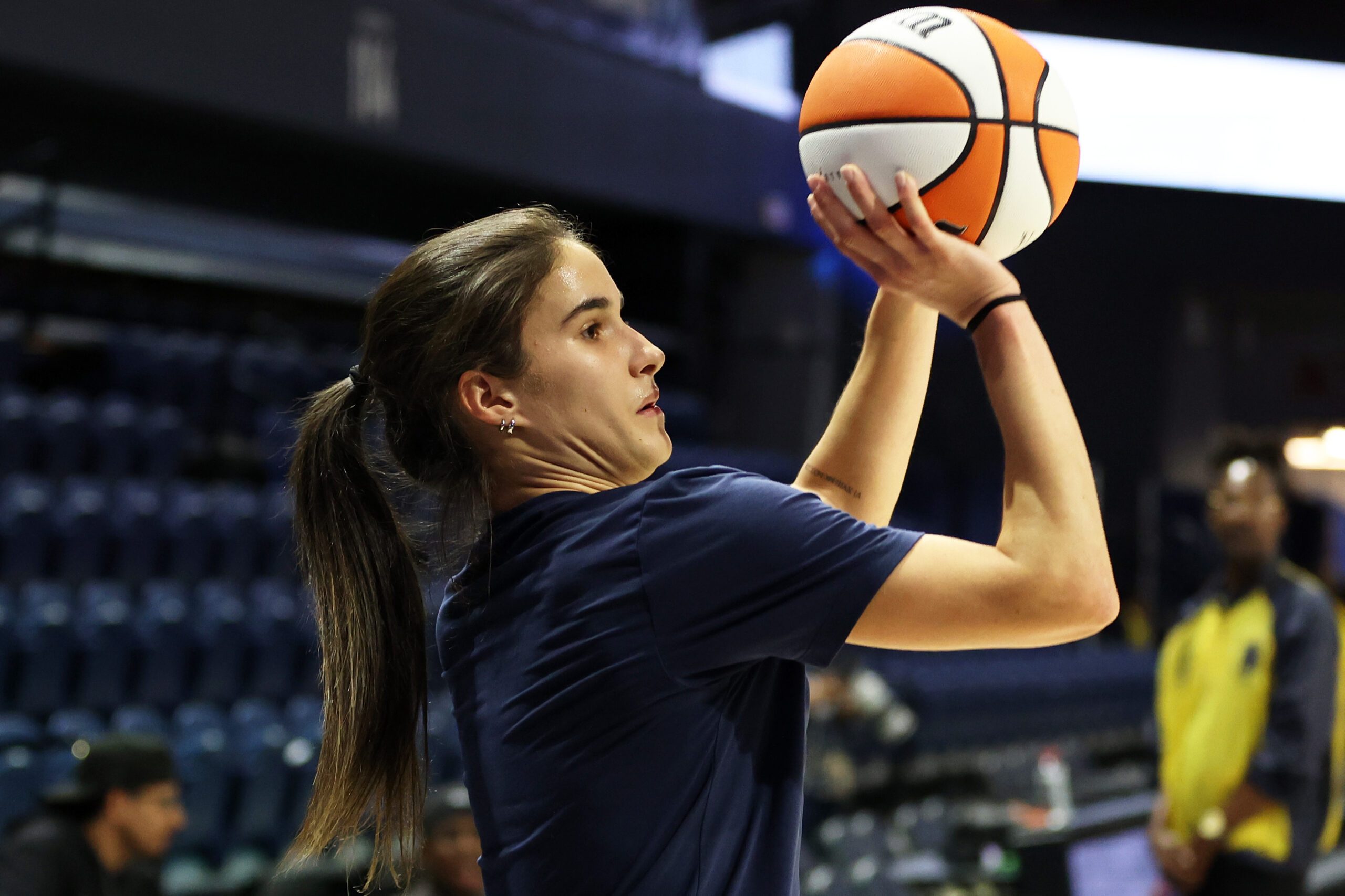 Jun 24, 2026; Washington, District of Columbia, USA; Washington Mystics guard Sonia Citron (22) takes a shot before a game against the Minnesota Lynx at CareFirst Arena. Mandatory Credit: Daniel Kucin Jr.-Imagn Images