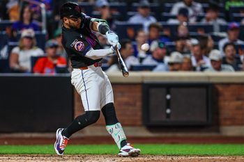 Jun 24, 2026; New York City, New York, USA;  New York Mets third baseman Bo Bichette (19) hits a solo home run during the sixth inning against the Chicago Cubs at Citi Field. Mandatory Credit: Vincent Carchietta-Imagn Images