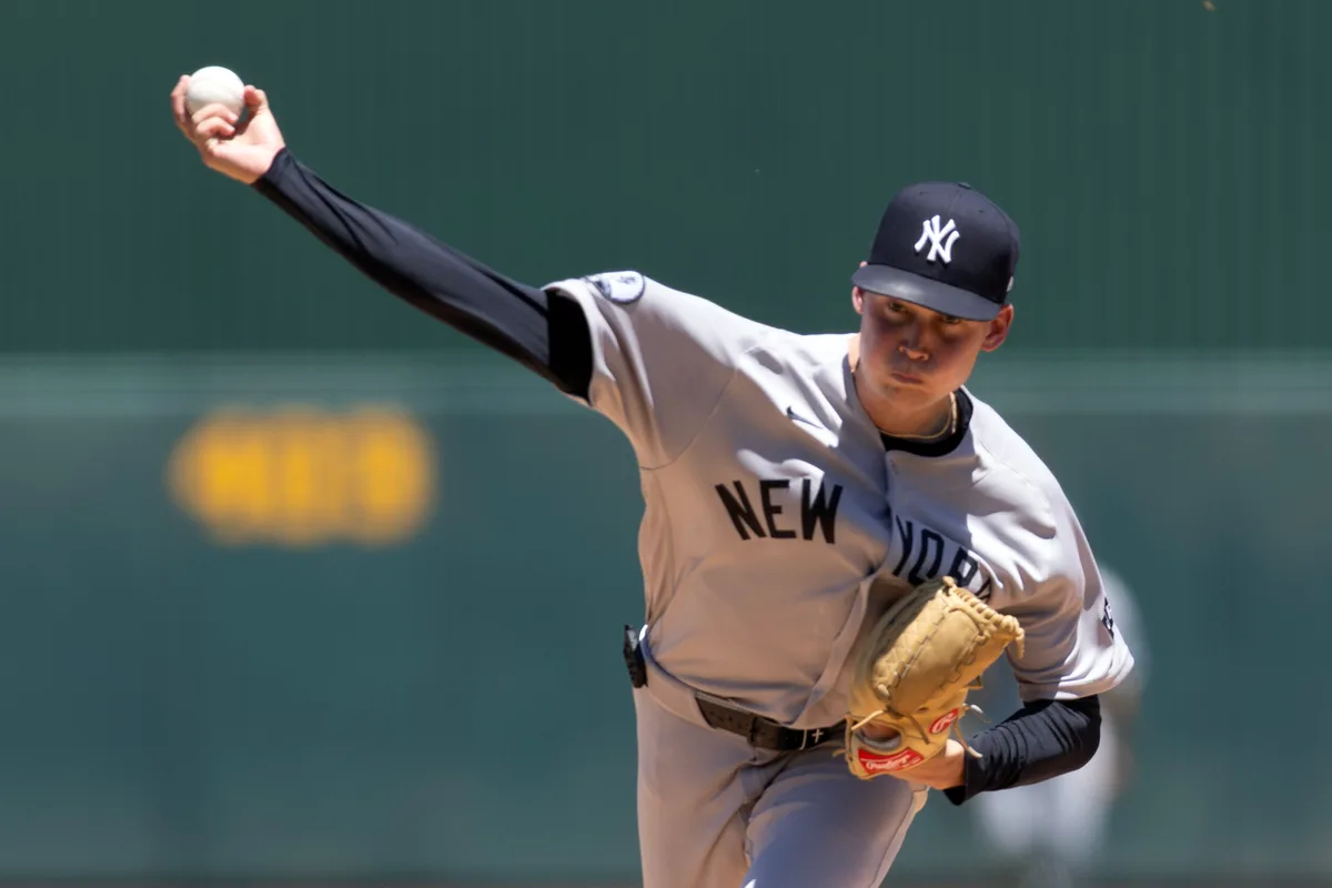 May 31, 2026; West Sacramento, California, USA; New York Yankees starting pitcher Will Warren (29) delivers a pitch against the Athletics during the first inning at Sutter Health Park. Mandatory Credit: D. Ross Cameron-Imagn Images