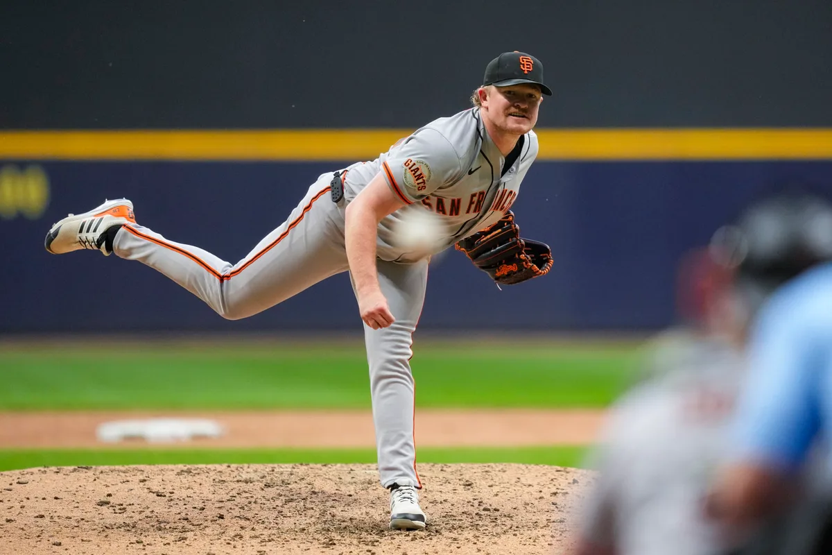 Jun 3, 2026; Milwaukee, Wisconsin, USA; San Francisco Giants pitcher Logan Webb (62) throws a pitch during the seventh inning against the Milwaukee Brewers at American Family Field. Mandatory Credit: Jeff Hanisch-Imagn Images